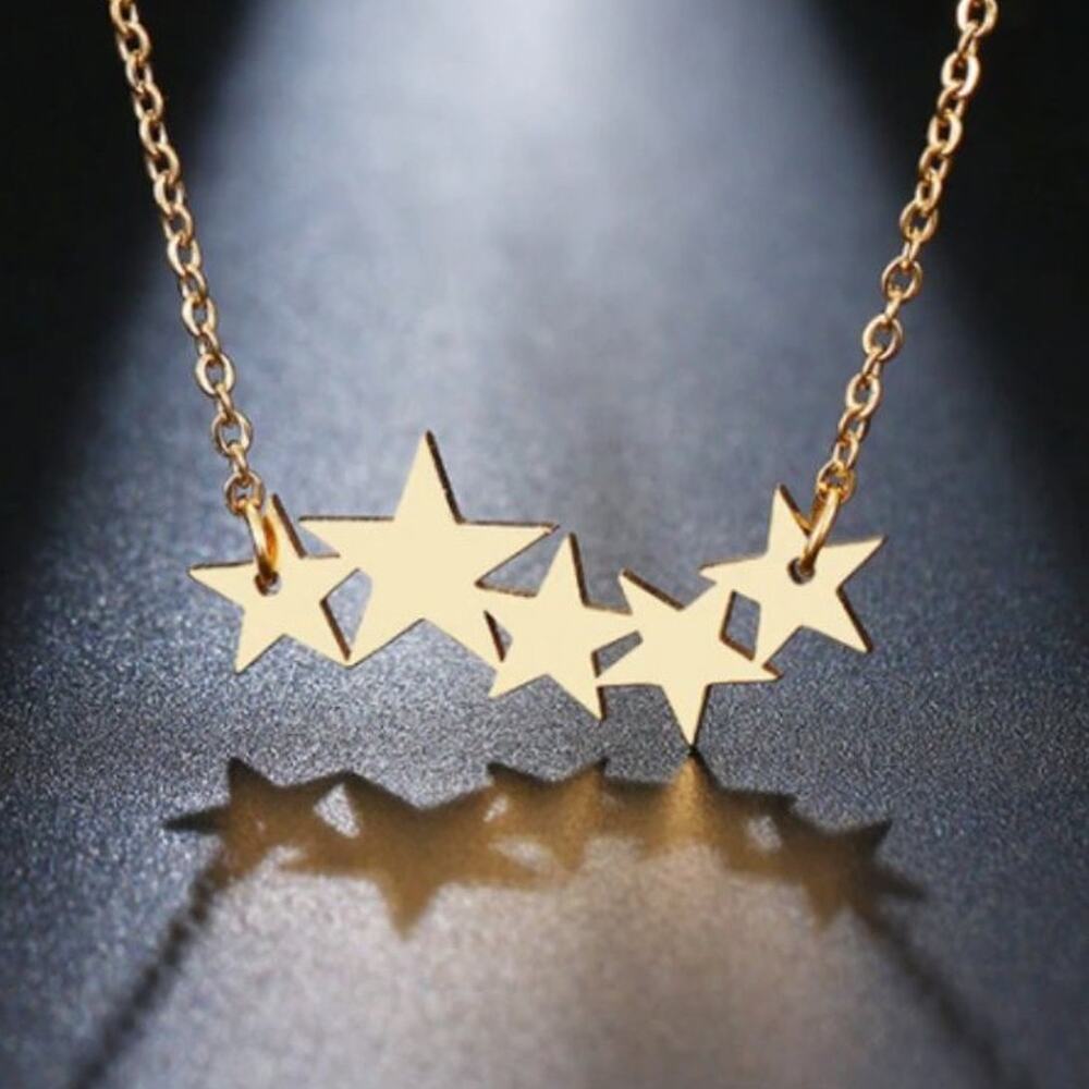 Gold Star Celestial Cluster Necklace